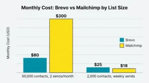 Brevo vs Mailchimp price chart